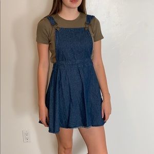 Short denim overall dress